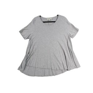 Loft Womens Gray Short Sleeve Scoop Neck High Low Hem T-Shirt Top XL
